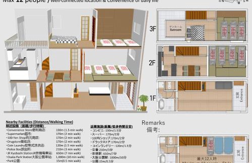 Joto Apartamento | 桜の宿-大阪城Osaka castle-105m2 private-5Way access-KIX USJ 難波心斎橋 Direct