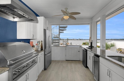 Monmouth Beach Casa | 2023 home on river, across from Beach. Outdoor kitchen bath pool spa fireplace