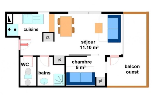 Lanslevillard Apartamento | 28 m² Estudio ∙ 1 habitación ∙ 4 huéspedes