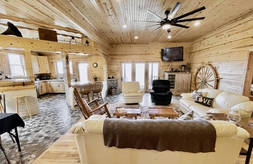 Central Lake Casa | 4bd/5ba Luxe Log Cabin - Sunset View of Torch Lake, Hiking Trails, Premier Golf