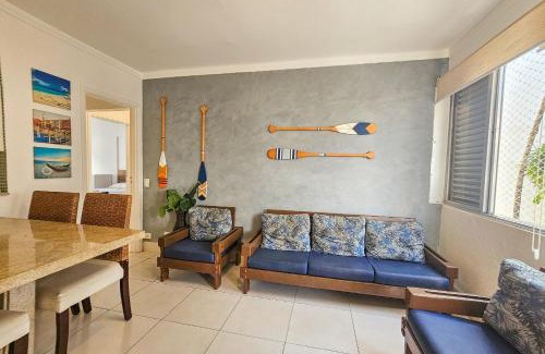 Tombo Apartamento | 5E - Pe na Areia da Praia do Tombo, 2 Quartos, Ar Cond, 2 WC, 1 vaga e Roupas de Cama