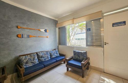 Tombo Apartamento | 5E - Pe na Areia da Praia do Tombo, 2 Quartos, Ar Cond, 2 WC, 1 vaga e Roupas de Cama