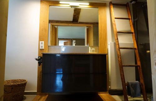 Arnach Apartamento | 5Sterne Ferienwohnung im Fachwerk mit Bergblick in Alleinlage und großem Garten, Infrarotkabine