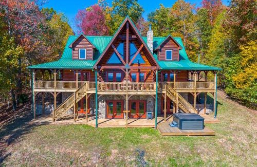 Grassy Creek Casa | 7 Bd Log Cabin Retreat- Game Rm, Hot Tub, Room for the Whole Family!