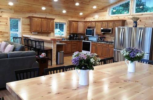 Cassopolis Casa | Accessible Blue Spruce Lodge: 340ft of Lake Frontage, 80-ft wide Sandy Beach!