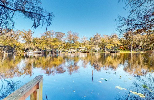 Bushnell Cabina | Adorable A-Frame with Riverfront Yard, Fishing Pier, & Firepit