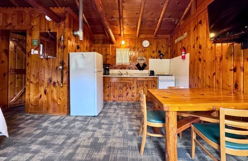 Trout Lake Cabina | Adorable Cabin #4 at Twin Cedars Resort in Trout Lake, MI with row boat and AC