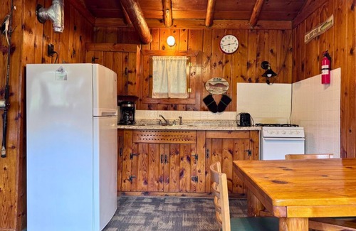 Trout Lake Cabina | Adorable Cabin #4 at Twin Cedars Resort in Trout Lake, MI with row boat and AC