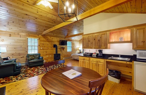 Northport Apartamento | Adventure ready studio cabin with wooded views, fireplace, & AC