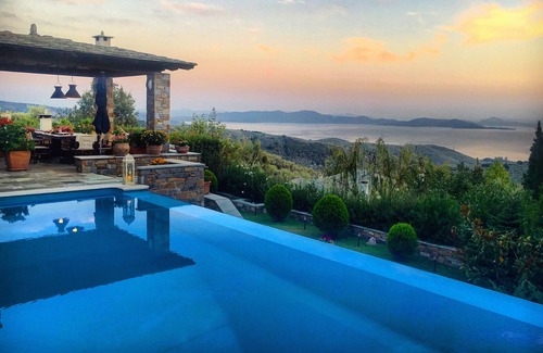 Milies Villa | Villa Akrolithos - Piscina privada│Vista impresionante│Confort lujoso