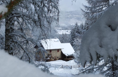 Sankt Egidi Cabina | Almhütte Bauernhof Mandl con "olla caliente" y estanque