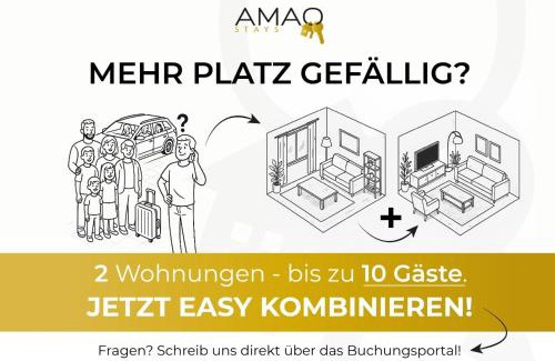 Elgersweier Apartamento | AMAO Indigo - Rollstuhlgerechte Suite - 62 qm - Balkon & Tiefgarage - Aufzug - Nähe Messe - bis 10 Pers 2Whg