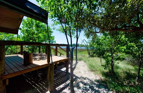 Maun Cabina | Amazing view on the river from your tent to the Okavango Delta
