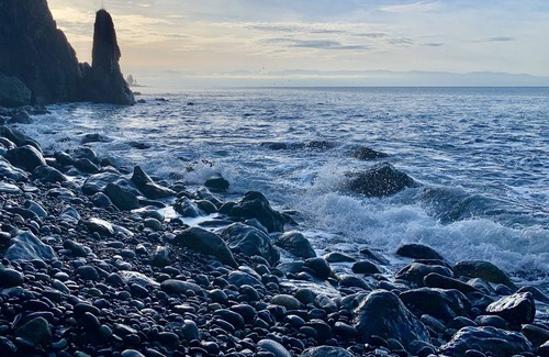 Juan de Fuca Electoral Area Cabaña | Una cabaña frente al mar con impresionantes vistas