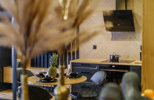Nowy Targ Apartamento | APARTAMENT CHICAGO - stylowy apartament z KLIMATYZACJĄ o bardzo wysokim standardzie w centrum miasta, z prywatnym zadaszonym parkingiem - IZBY PODHALAŃSKIE