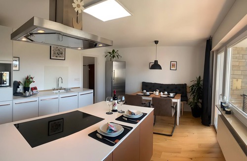 Radolfzell am Bodensee Apartamento | Apartamento 'Seestern' con jardín compartido, balcón y Wi-Fi