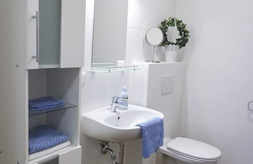 Halbturn Apartamento | Apartment 2, balcony, shower/toilet, front side - Apartment Halbturn