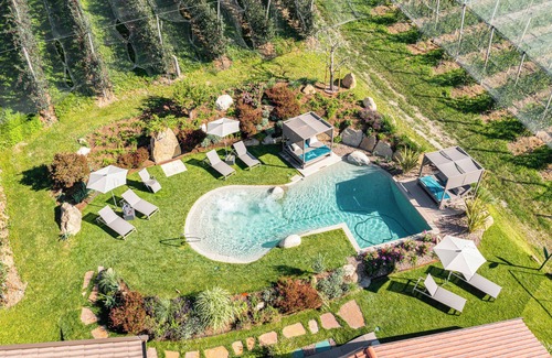 Caines Apartamento | Apartamento "Feldhof Golden Delicious" con piscina de agua salada, jardín panorámico y balcón