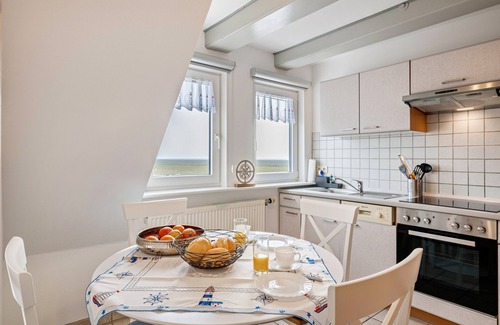 Hallig Langeneß Apartamento | Apartamento 'Ferienwohnung Oland' con vistas al mar, terraza compartida y Wi-Fi