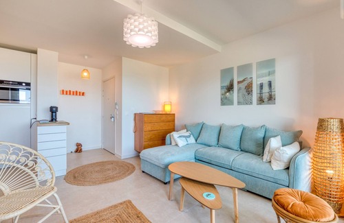 Marseillan Apartamento | Apartamento 'Grains De Sable' con vistas al mar, terraza privada y aire acondicionado.