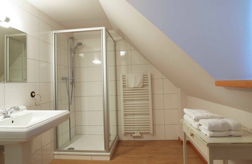 Dalwitz Apartamento | Vista de la terraza del apartamento (6 pers.) - FerienGut Dalwitz Verwalterhaus