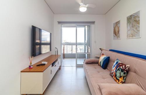 Boqueirao Apartamento | Apto ótima localização a 100m da Praia, Piscina, Ar Condicionado, Garagem e Portaria 24h