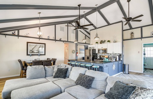 Forked River Casa | Bayfront Home w/ Boat Dock & Deck in Forked River