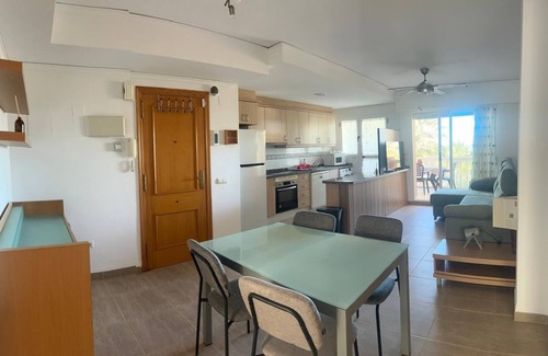 Platja de Piles Apartamento | Beautiful apartment in 1st line with sea view, swimming pool and palm trees