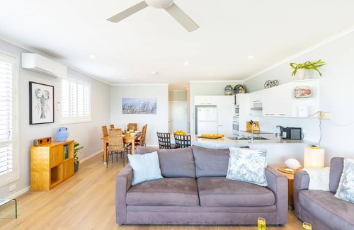 Anna Bay Casa | Birubi First Wave, 45a Ocean Ave - pet friendly, waterfront, waterviews, air con, Wi-Fi