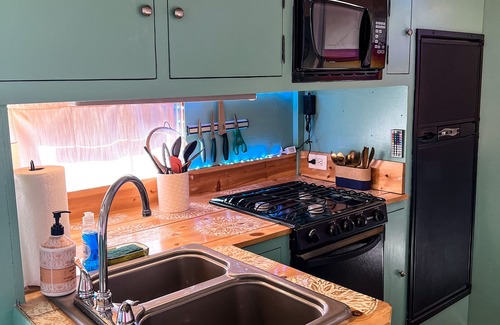 Greenville Casa | Blue Bird Bus at the Saluda River