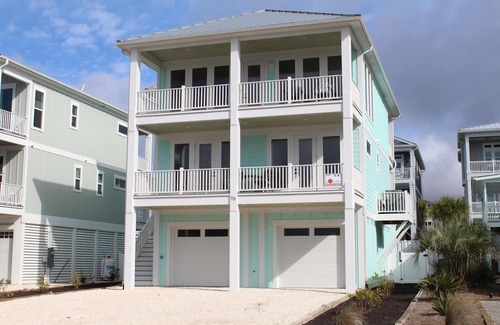 Ocean Isle Beach Casa | BRAND NEW HOME, PRIVATE POOL, partial ocean view, steps to beach!