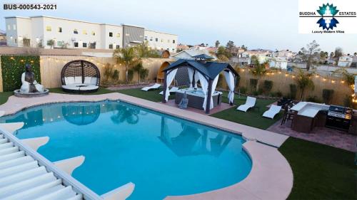 North Las Vegas Casa | Buddha Mansion Luxury Resort - 8BR Modern, HotTub, Huge pool, Sauna, BBQ grill, Game Room