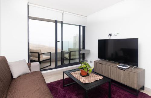 Concon Apartamento | Burgundy View 1BR W/View, Balcony & Parking.