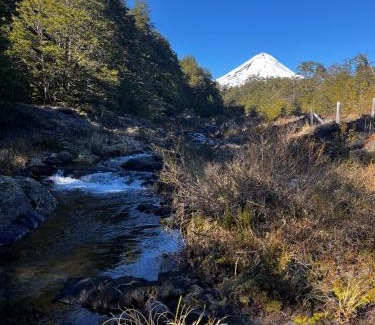 Curacautin Casa | Cabaña nieve, tinaja y vista al volcan