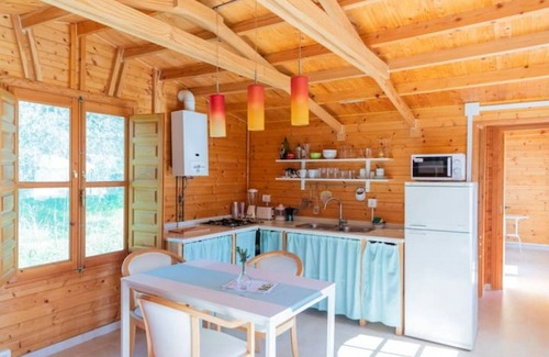 Agustinos Cabina | Cabaña pet friendly en plena naturaleza, dormitorio con AC