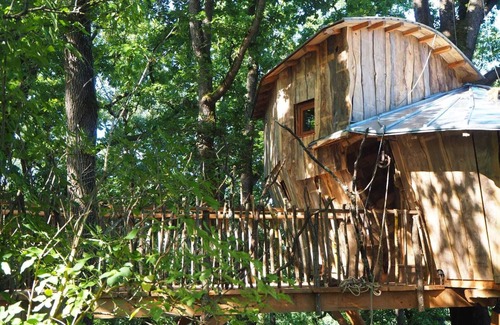 L'Isle-Bouzon Cabina | Cabane perchée / sauna & cold bath / shared natural swimming pool