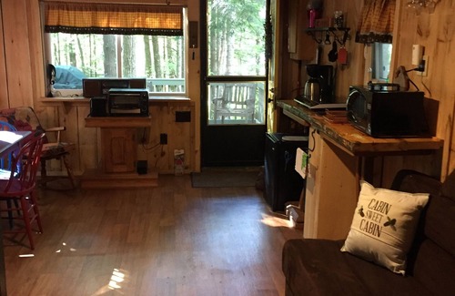 Manchester Cabina | Cabin in woods, with row to the lake