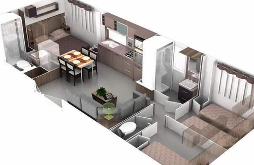 Serignan-Plage Casa | Camping **** L'Etoile de Mer - Casa móvil intuición de lujo 4 Habitaciones 6 Personas