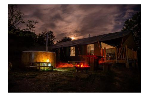 Lampeter Otro | Canvas & Campfires, Luxury Safari Tent Glamping, only Seren Tent has a hot tub
