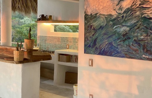 San Pedro Pochutla Casa | Casa con palapa y vista a la increíble playa del pacífico en la costa oaxaqueña