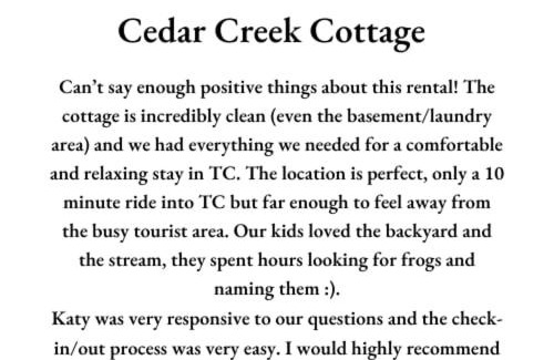 Greilickville Casa | Cedar Creek Cottage Close to Downtown Traverse City Beaches and the TART Trail