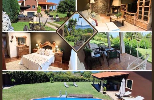 Bueu Casa | Chalet Rural Toñita 400 m playa piscina barbacoa chimenea