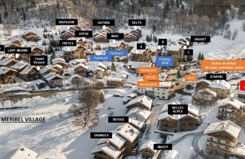 Meribel Village Apartamento | Charmant 3 pièces avec 2 chambres, terrasse, parking et Wi-Fi à Méribel - FR-1-566-61