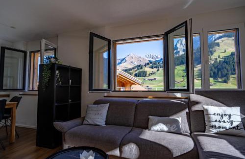 Adelboden Apartamento | Chuenislodge1 Neu, grosse Terrasse & Designerofen, prächtige Aussicht