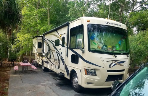 Ocoee Casa | Class A motorhome. In our backyard or a local RV resort.