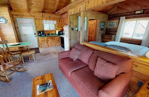 Gaines Cabina | Cozy 1-bedroom cabin with AC, romantic gas fireplace & private porch with swing