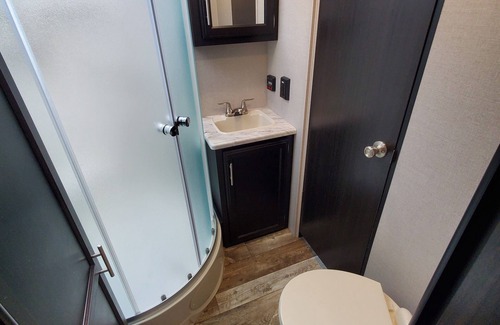 Eustis Casa | Cozy RV in Sylvester Farm Campground and Cabins.