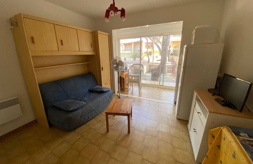 La Franqui-Plage Apartamento | Estudio con cabina para 4 personas, cerca de playa, con terraza grande y aparcamiento privado