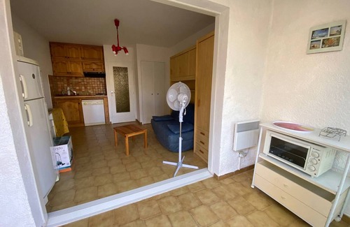 La Franqui-Plage Apartamento | Estudio con cabina para 4 personas, cerca de playa, con terraza grande y aparcamiento privado