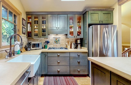 Duncans Mills Casa | Craftsman Gem with Hot Tub, Sauna, Lush Gardens & Decks Lovely River Views